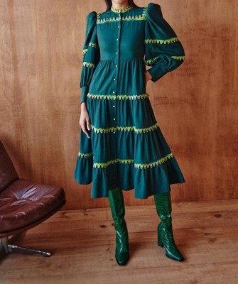 Celia B Hasu Tiered Midi Dress Size XS