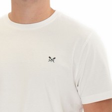 Image of Crew Clothing Mens Plain T-Shirt Short Sleeve Crew Cotton Beige Grey Large Sizes