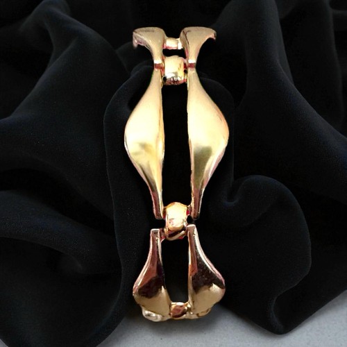 Monet Armband goldfarben breites Glied signiert Vintage Modernist Schmuck 7 Zoll - Bild 5 von 10