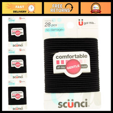 No Damage Hair Elastics - Medium Black, 28 Count, Pack of 4 - Strong Hold, Durab