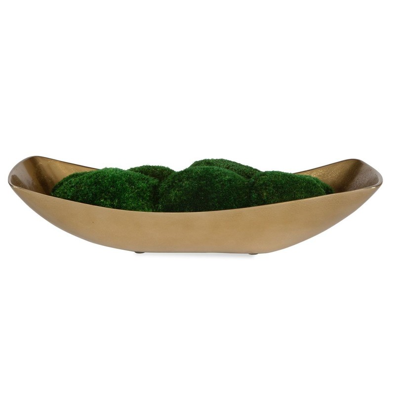 UTTERMOST VENICE MOSS CENTERPIECE 60206 PRESERVED MOSS BRASS BOAT