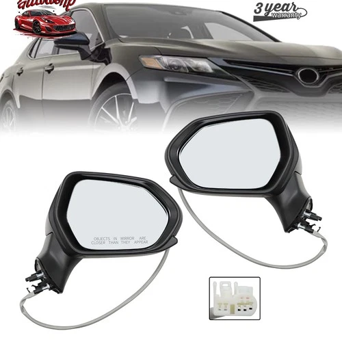 For 2018-2021 Toyota Camry Power Mirrors Driver and Passenger Side Paintable