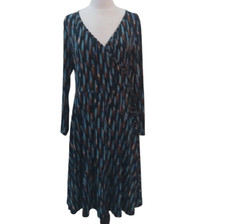 Petite Sophisticate Faux Wrap Dress, Multicolor, size Large