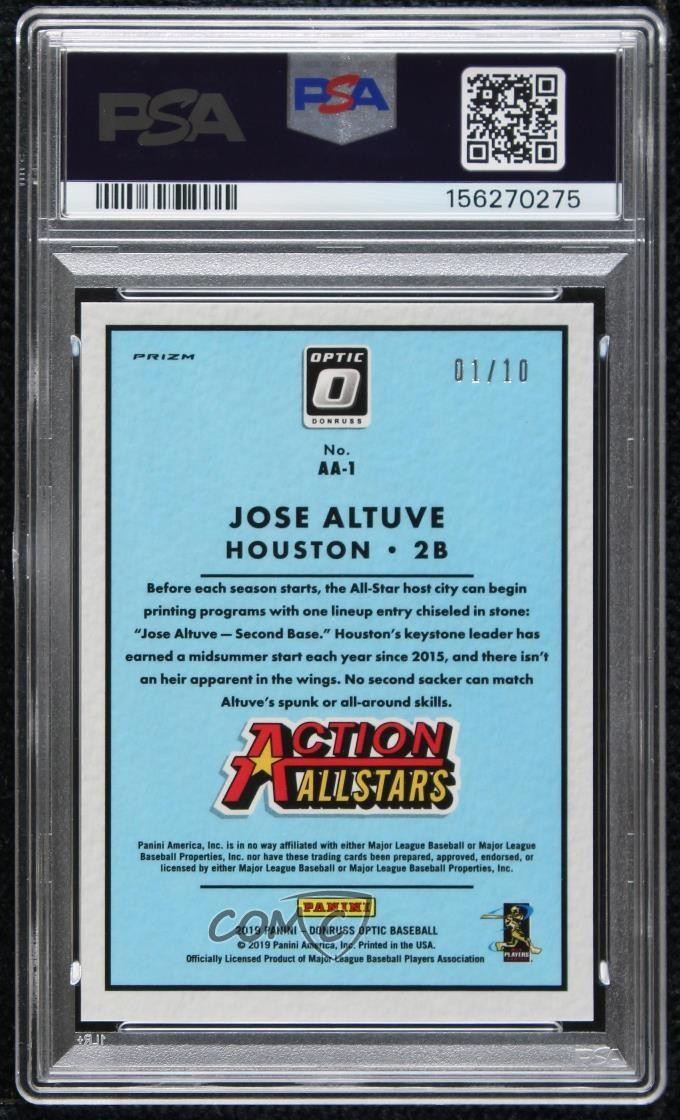 2019 Panini Donruss Optic Action All-Stars Gold Prizm 1/10 Jose Altuve PSA 8 view 2