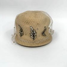 Henry Pollak Peachfelt Birdcage Netting Cream Colored Vintage Hat