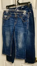 Womens Capri Jeans Embroidered Blue Zip Button 1-High Rise Time Aryia Sz 8 A