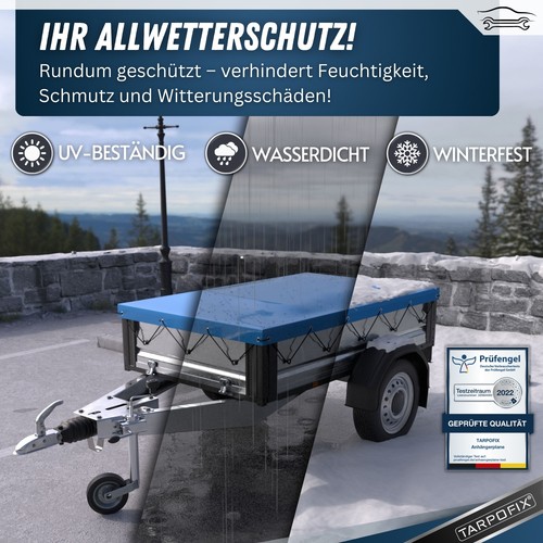 Anhängerplane Flachplane opt. Planenbügel PKW Anhänger Abdeckplane wasserdicht - Bild 4 von 15