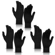 3 Pairs Winter Magic Gloves for Adult Men Women Warm Stretchy Knit Black
