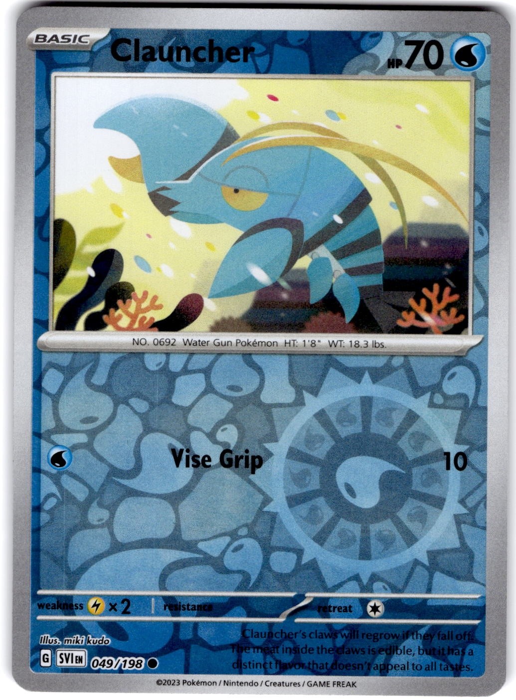 Pokemon Clauncher Scarlet & Violet 49/198 Reverse Holo Near Mint English