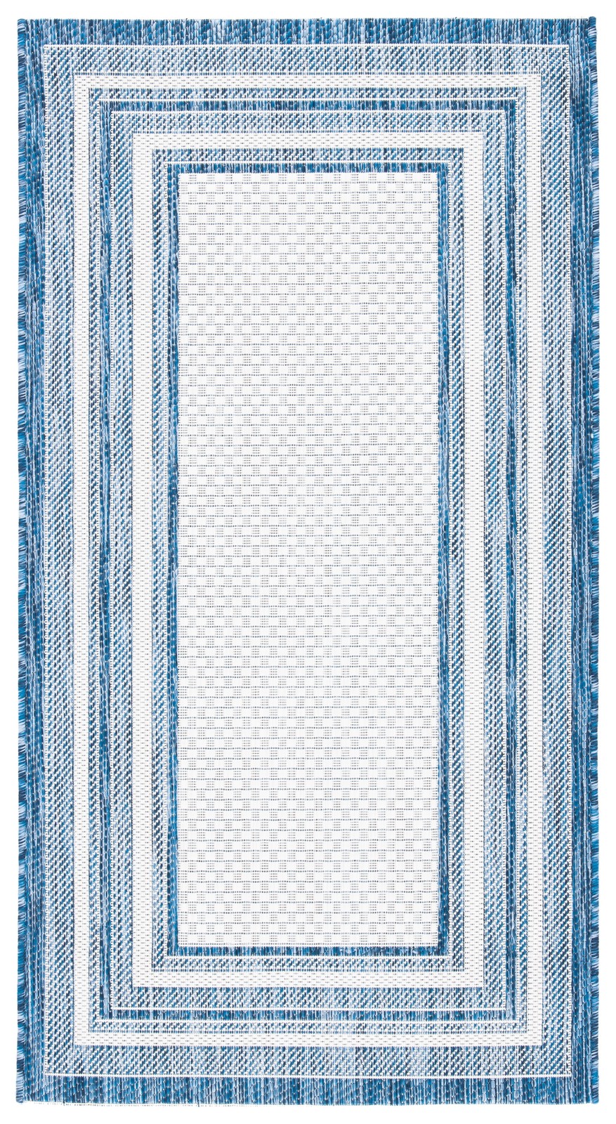 SAFAVIEH Courtyard Ercan Ivory Navy Indoor Outdoor Rug 2x5