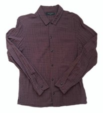 AllSaints Men's Courthauld Long Sleeve Button Down Shirt 100 Viscose Size S