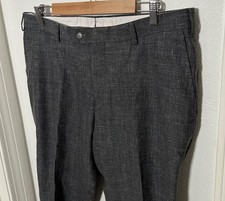 Suitsupply Pants Mens 38x23.5 Gray Brescia Int Wool Silk Linen Flat Front Summer
