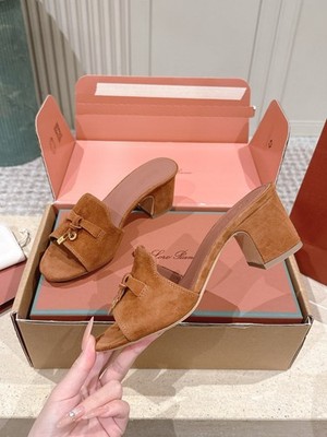Loro Piana Buckle Block-Heel Women's Mule Sandals   Heel Height: 6cm