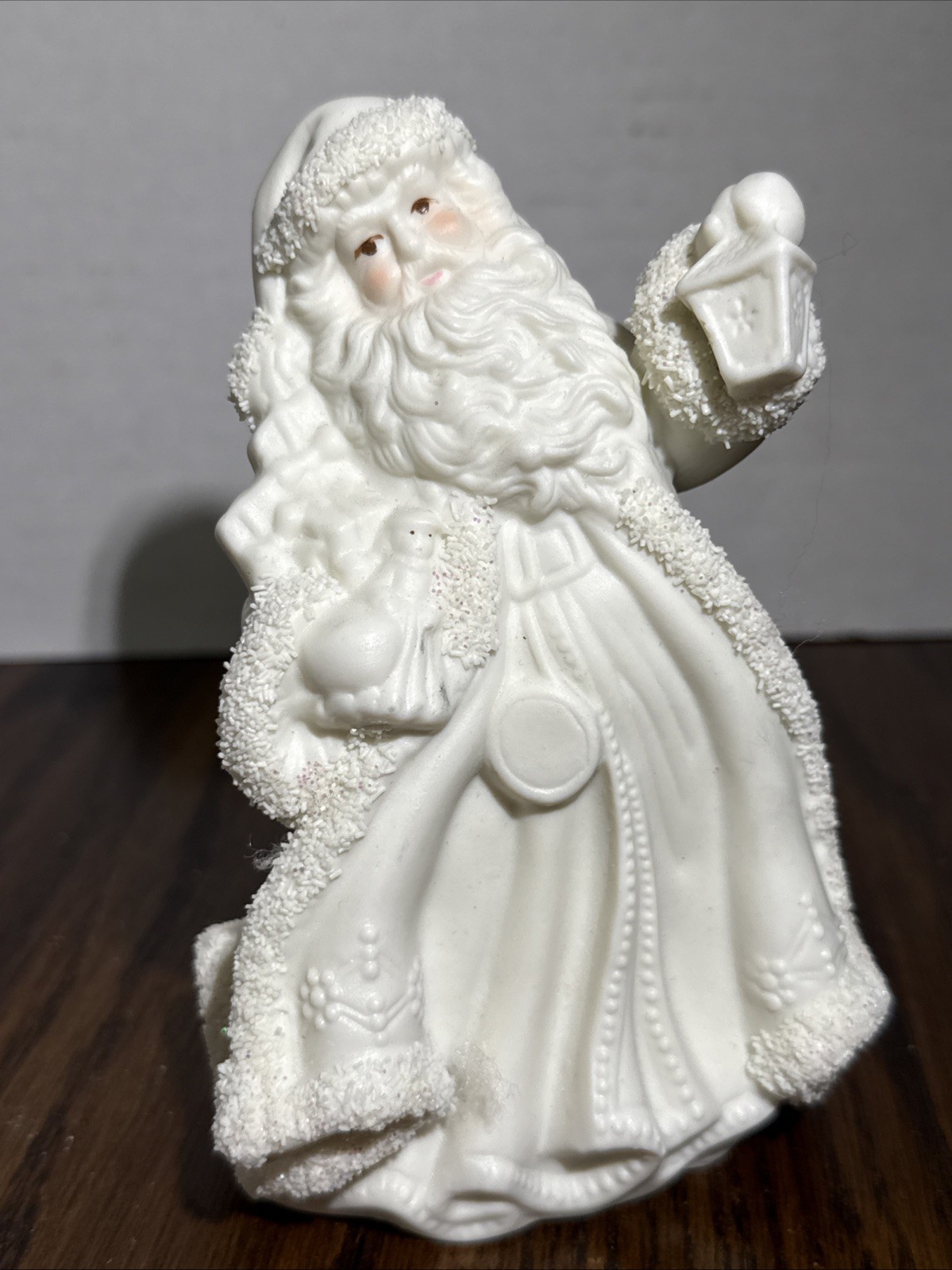 Ks Collection White Glitter Bisque Ceramic Santa Claus Statue Christmas Figurine