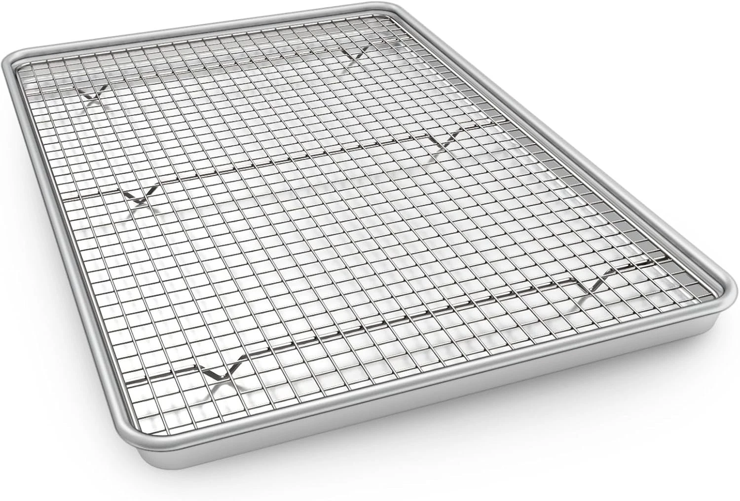 Half Sheet Pans with Rack Set, Commercial Aluminum Baking Sheets, 18 Inch Cookie