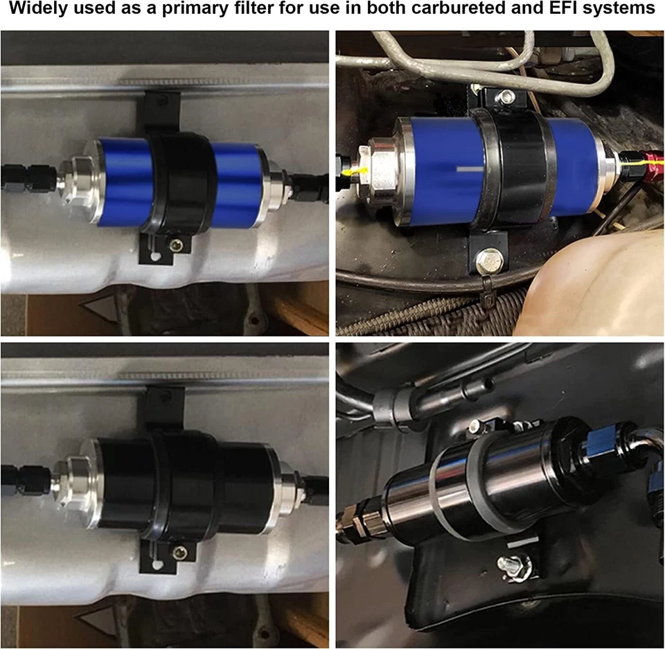 58mm Inline Fuel Filter AN6 AN8 AN10 100 Micron Reusable Element Universal E85 - Imagem 3 de 4
