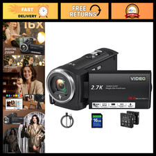 QHD 2.7K Video Camera Camcorder, 56MP, 16X Zoom, Vlogging  Streaming Ready