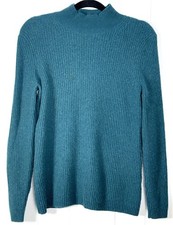 Alex Marie 100 Cashmere Mock Neck Ribbed Pullover Sweater Long Sleeve Top L
