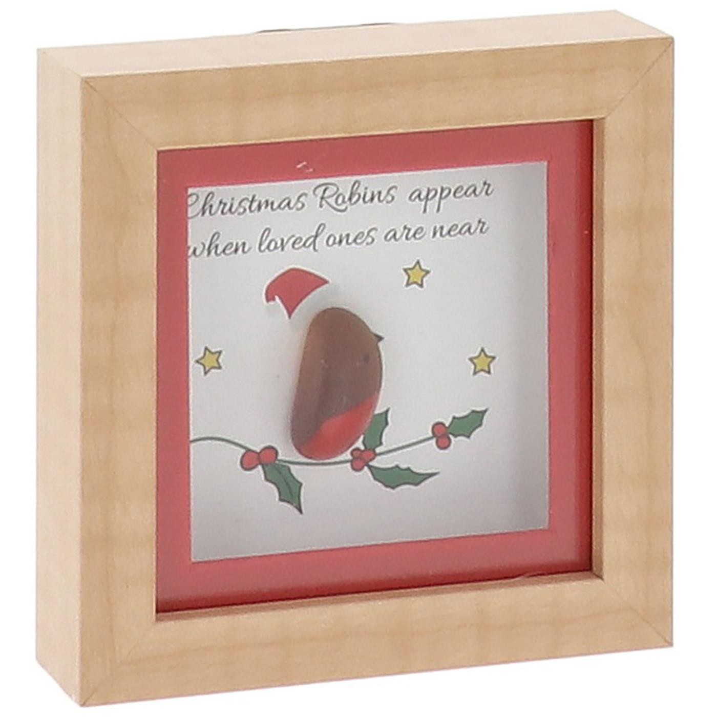 Shudehill Giftware Pebble Glass Mini Plaque Xmas Robin