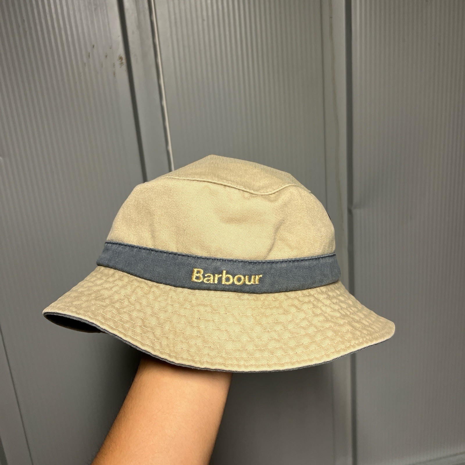 Vintage Barbour Waxed Cotton Bucket Hat in Large Size  
