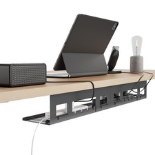 Under Desk Cable Management Tray, 31.5 Inches Metal Cord Organizer Rack, Desk...