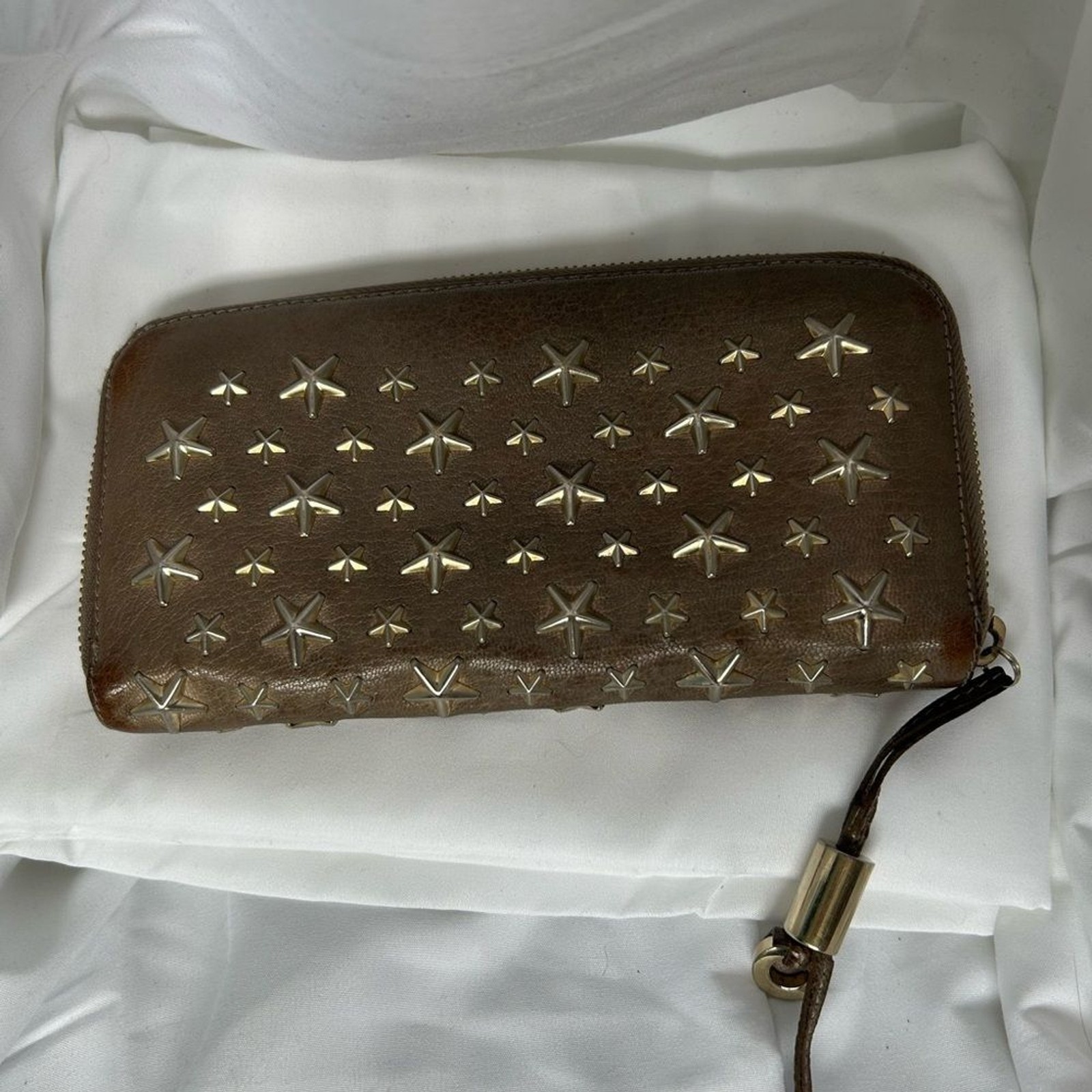 Jimmy Choo Taupe Leather Wallet