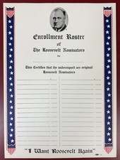 Franklin D. Roosevelt Campaign for President: Enrollment Roster Sheet, Unused