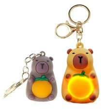 Portable Orange Light Capybara Keychain Delicate Key Rings Adornment for Key Bag
