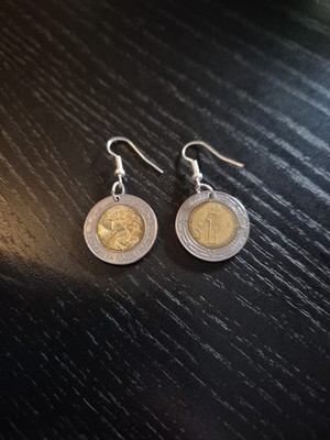 Ohrringe Münze Mexiko 1 Peso Adler Bicolor
