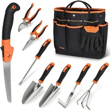 10-Piece Garden Tool Set, Heavy Duty Stainles...
