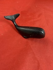 Vtg Iron (?) Miniature Whale Figurine Paperweight Marine Black 4" Heavy