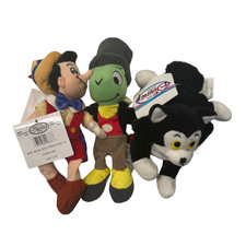 NWT Disney Store Pinocchio Set of 3 Plush Bean Bag Toys VTG