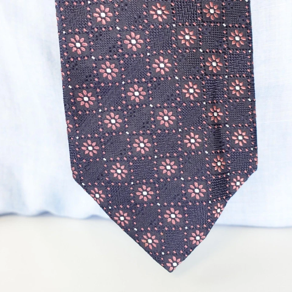 Corbata para el Cuello Hombres Azul Marino Floral Seda Rosa Margarita Traje Boho Informal Genial DUKE MADISON Foto 2 de 4