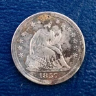 1857 Seated Liberty Half Dime, Arrows, VF Details, Damaged, Early US Silver B26