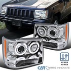 Fits 93-96 Jeep Grand Cherokee Clear Halo Projector Headlights Lamps Left+Right