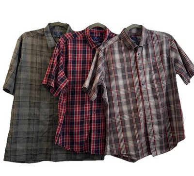George Mens Shirts Size Large Lot Of Three Short Sleeve Classic Button Up Casual