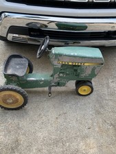John Deere Green Ride-On Pedal Tractor Toy with Steering Wheel, Yellow Wheels