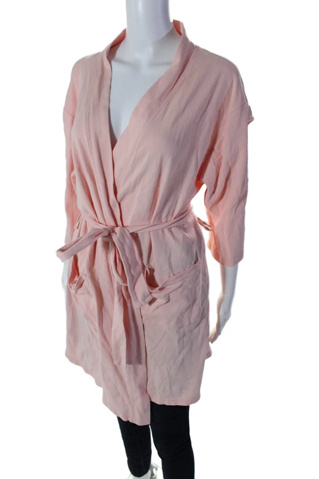 Eberjey Mujer Algodón Rosa Capucha Cuello Manga Corta Carga Ropa de dormir Bata Talla M Foto 2 de 4