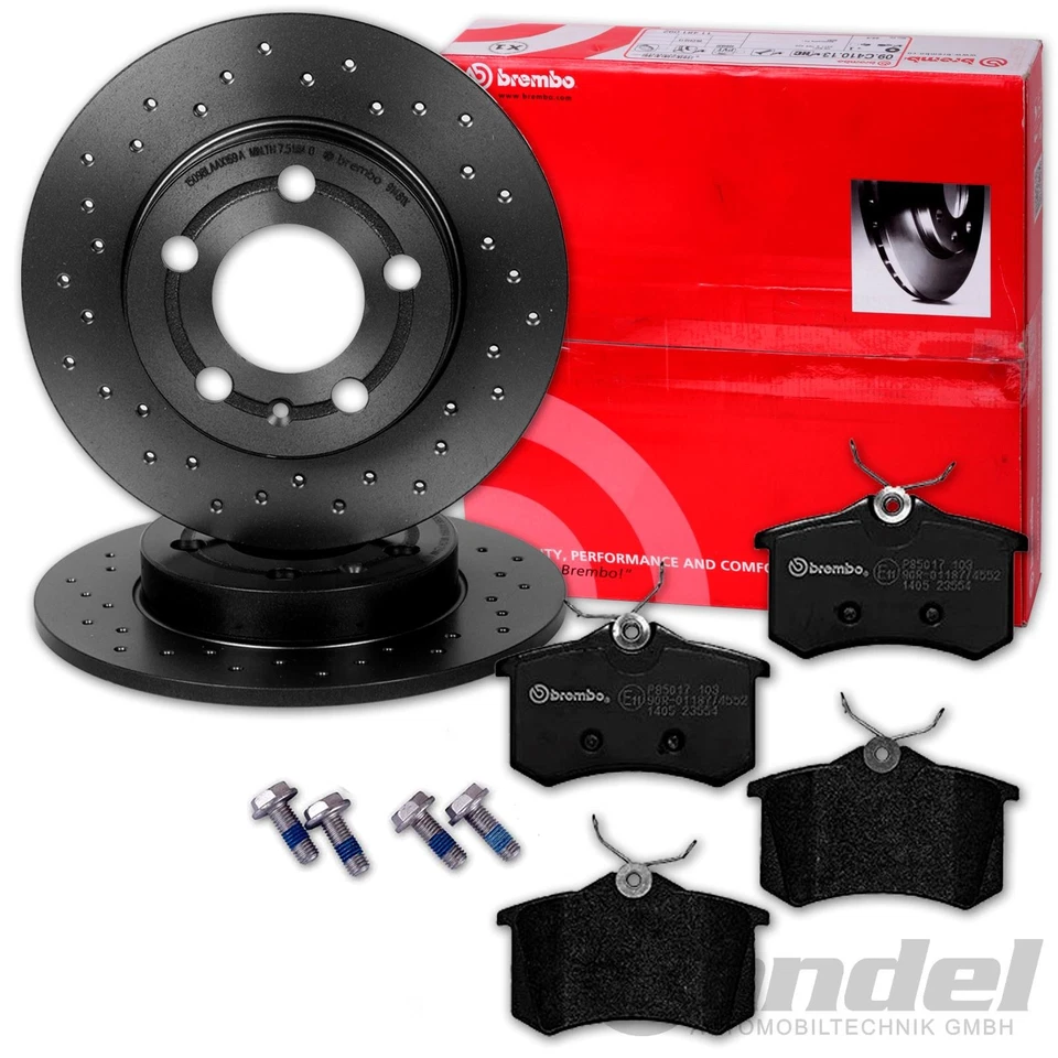 BREMBO Perforé Disques de Frein Sport + Revêtements Arrière pour Audi A4 B6 B7 - Photo 1/4