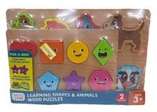 Chuckle & Roar Learning Shapes & Animals Wood Puzzles - 2 Pack