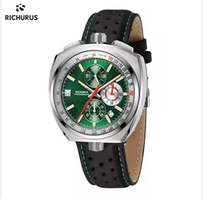 The Bullhead Chrono - Racing-Inspired Classic - Leather - Green