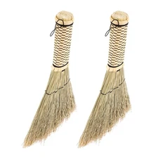 2 Pcs Broom and Dustpan Short Handled Garden Straw Children's Small