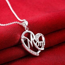 Love Heart Pendant Necklace Wedding Jewelry Mother Gift Fashion Cute Women