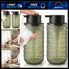 Green Glass Foaming Soap Dispenser, 2 Pack Vintage Foam Hand Soap Dispenser, 14