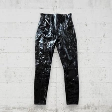 Spanx Patent Faux Leather Leggings Black High Shine Shaping Pants Sz 1X Tall