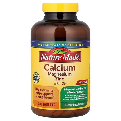 Nature Made Calcium Magnesium Zinc with D3 300 Tablets Gluten-Free, No