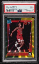 2021 Donruss Rated Rookie Holo Green & Yellow Laser Ayo Dosunmu PSA 9 MINT 2l4
