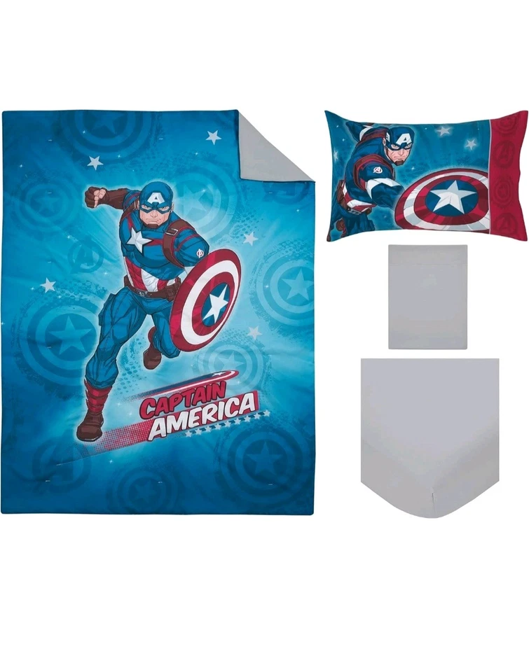 Conjunto de Cama Infantil Marvel Capitão América Vermelho, Branco e Azul 4 Peças - Imagem 3 de 4