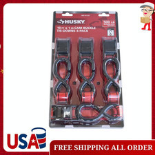 4 Pack Cam Buckle Tie-down Straps With S Hook 1 In. X 10 Ft Heavy Duty Strap