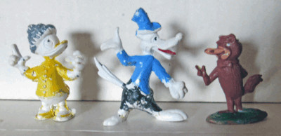 Huckleberry Hound Big Bad Wolf, Donald Duck Plastic 1960s Hong Kong 1  5/6-2 1/8